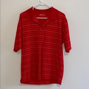 Nike golf dryfit polo. Red/white stripes. Medium